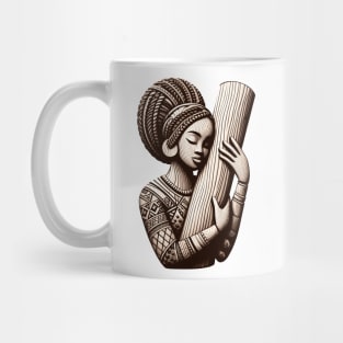 Afrocentric Woman Wooden Carving Mug